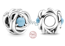 Charm Sterling silver 925 Infinite circle of eternity December turquoise, bead for bracelet