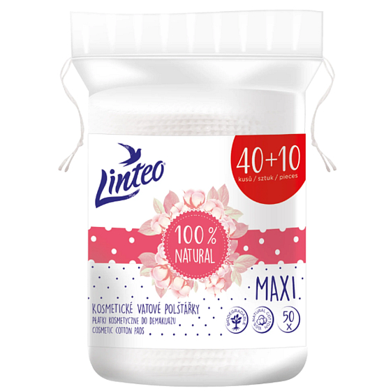 Linteo Maxi 100% Natural cosmetic cotton pads 50 pcs