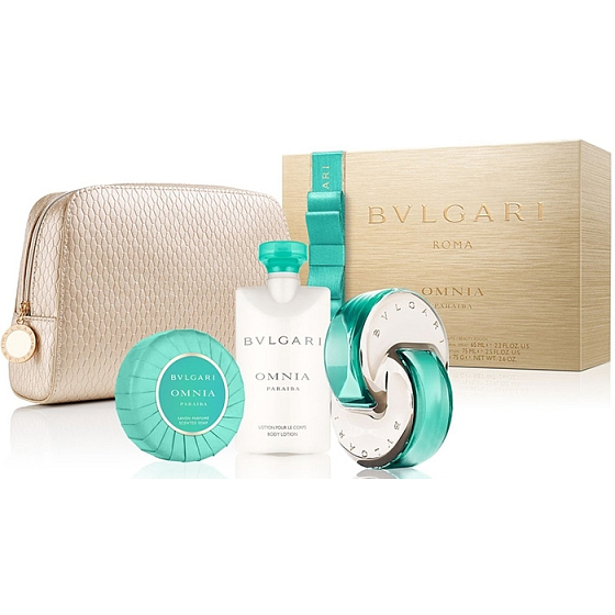 Bvlgari Omnia Paraiba eau de toilette for women 65 ml + body lotion 75 ml + fragrant toilet soap 75 g + case, gift set
