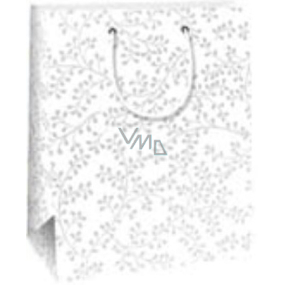 Ditipo Gift paper bag 18 x 10 x 22.7 cm Christmas white - silver twigs
