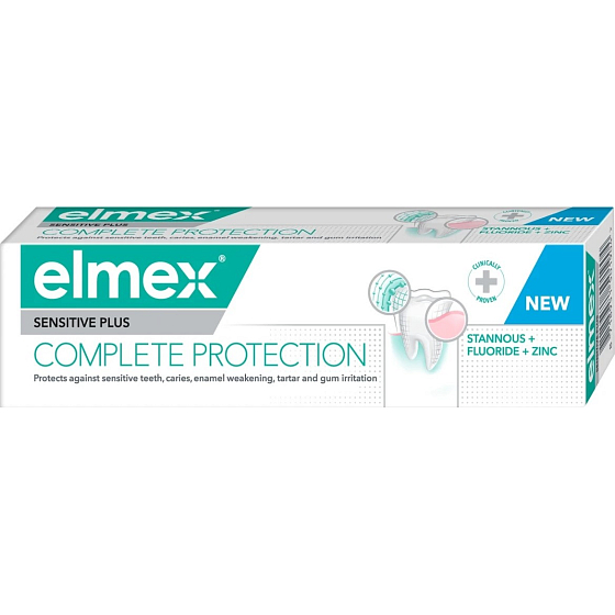 Elmex Sensitive Plus Complete Protection toothpaste effectively cares for the mouth and sensitive teeth 75 ml