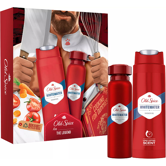 Old Spice Whitewater shower gel 250 ml + deodorant spray 150 ml, cosmetic set for men