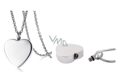 Commemorative urn pendant, Heart matt waterproof, Stainless steel 25 x 20 mm + chain 50 cm