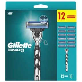 Gillette Mach3 pánský holicí strojek + 12 kusů náhradní hlavice blistr