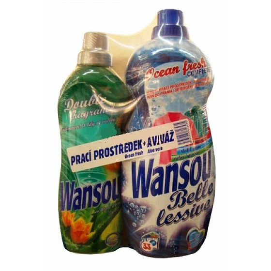 Wansou Ocean Fresh liquid detergent 2 l + Wansou Aloe Vera fabric softener 1 l, Duo