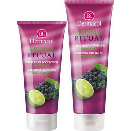 Dermacol Aroma Ritual Grapes with lime Anti-stress body lotion 200 ml + shower gel 250 ml, cosmetic set