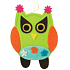 Felt owl with flowers 10 cm
