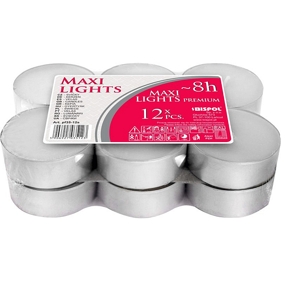 Bispol Maxi Lights Premium Tea Candle 12 pcs