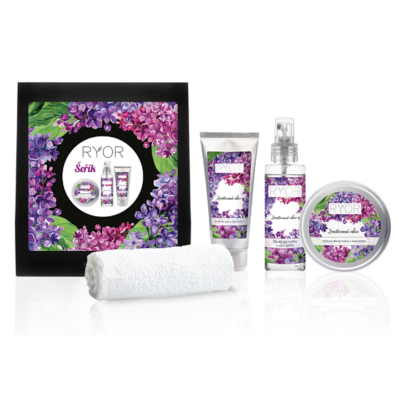 Ryor Lilac body butter 200 ml + hand cream 100 ml + refreshing mist 100 ml + soft terry towel 30 x 50 cm, cosmetic set