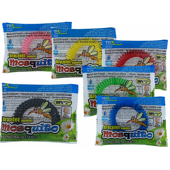 Trixline Mosquito Repellent Waterproof Bracelet - Mosquito Rubber Band with Citriodiol 1 piece, TR 353 random selection