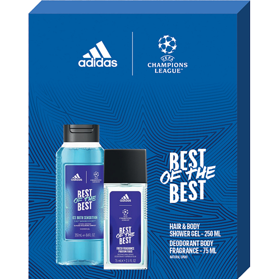 Adidas UEFA Champions League Best of The Best perfumed deodorant glass 75 ml + shower gel 250 ml, cosmetic set for men