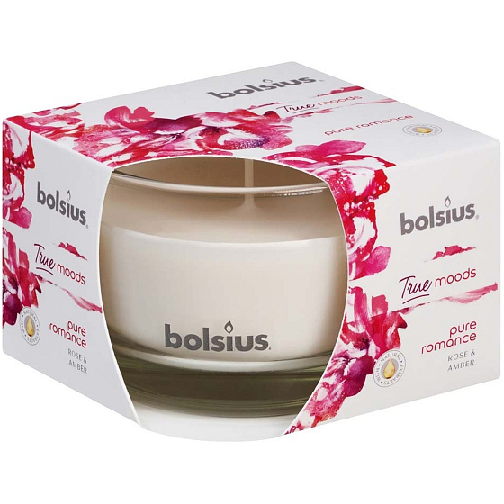 Bolsius True Moods Pure Romance scented candle in glass 90 x 63 mm