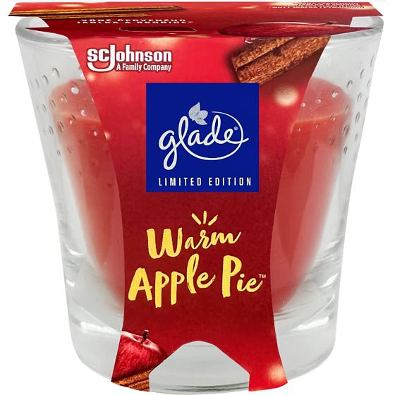 Glade Warm Apple Pie scented with red apple and cinnamon scented candle in glass, burning time up to 38 hours 129 g