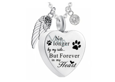 Commemorative urn pendant, Heart 3in1 waterproof, Stainless steel 20 x 25 mm + chain 50 cm