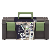 Nivea Men Sensitive Kit face cream 75 ml + Nivea Men Sensitive aftershave 100 ml + Nivea Men Sensitive shaving gel 200 ml + Nivea Men Invisible Black & White Fresh antiperspirant roll-on 50 ml + Nivea Men Sensitive shower gel 250 ml + tool case, cosmetic set for men