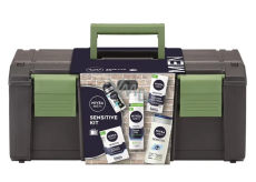 Nivea Men Sensitive Kit face cream 75 ml + Nivea Men Sensitive aftershave 100 ml + Nivea Men Sensitive shaving gel 200 ml + Nivea Men Invisible Black & White Fresh antiperspirant roll-on 50 ml + Nivea Men Sensitive shower gel 250 ml + tool case, cosmetic set for men