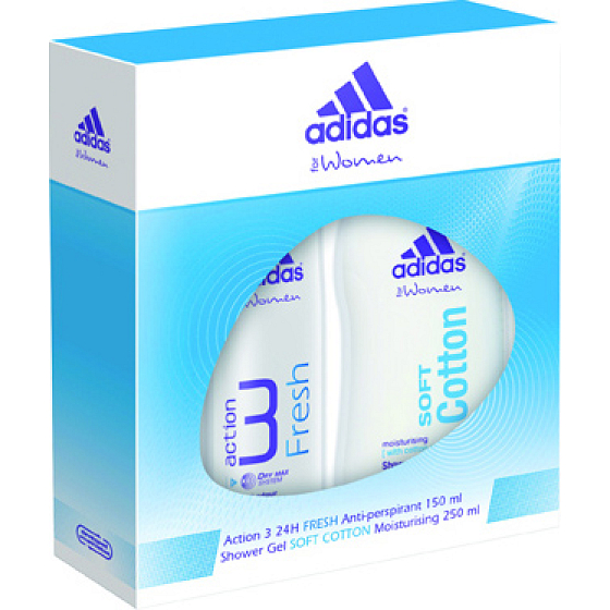 Adidas Action 3 Fresh antiperspirant deodorant spray 150 ml + Soft Cotton shower gel 250 ml, cosmetic set