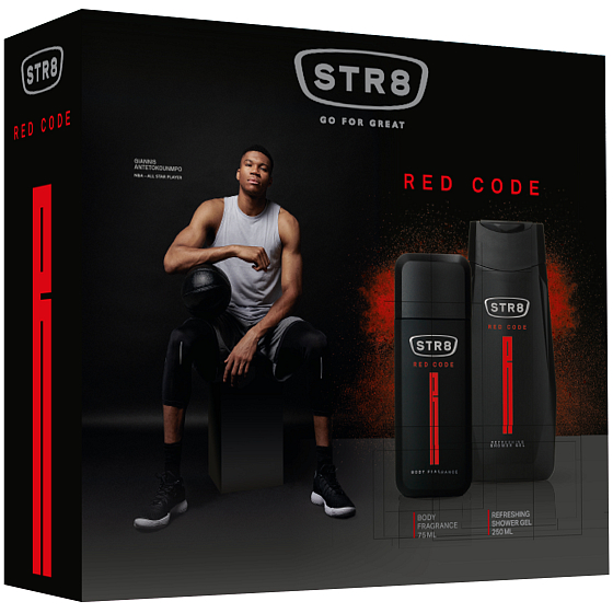 Str8 Red Code perfumed deodorant glass for men 75 ml + shower gel 250 ml, cosmetic set