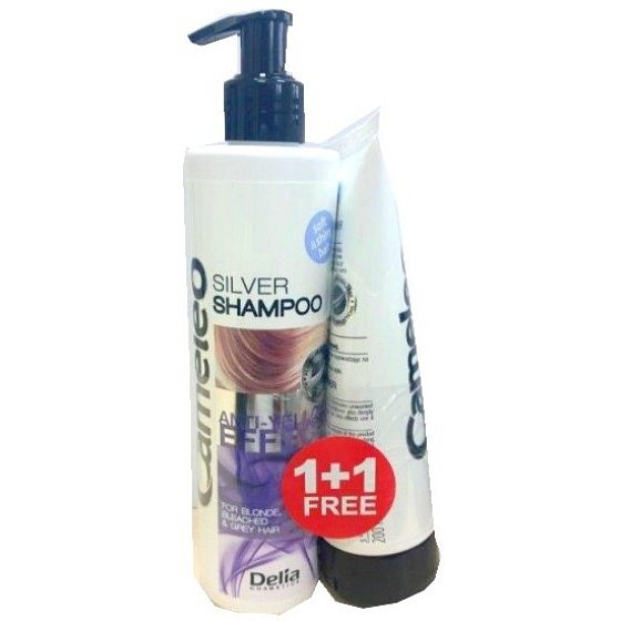 Delia Cosmetics Cameleo Silver brightening shampoo for blonde hair, neutralizing yellow tones 250 ml + conditioner 200 ml, duopack