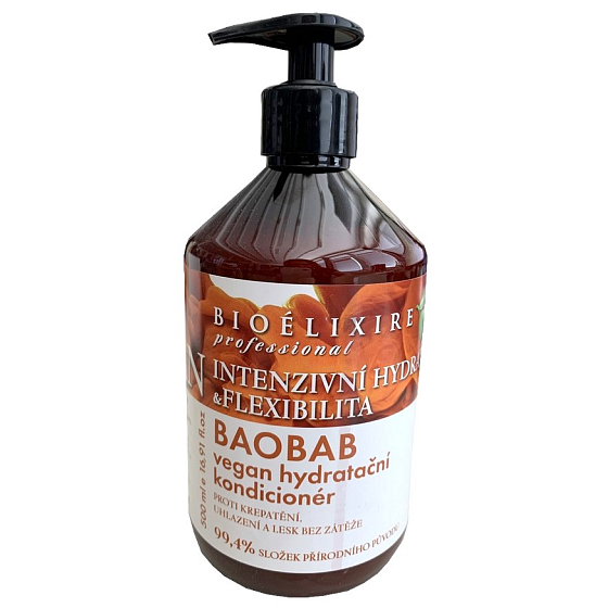 Bioelixire Vegan Baobab moisturizing conditioner for dry, brittle and damaged hair 500 ml
