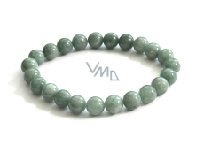 Jadeite Burmese green bracelet elastic natural stone, ball 8 mm / 16 - 17 cm