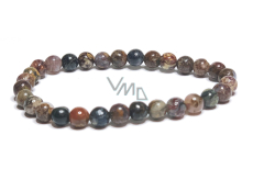 Pietersit multi bracelet elastic natural stone, ball 6 mm / 16 -17 cm, stone with stormy elements
