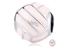 Charm Sterling silver 925 Volleyball - pink, bead on bracelet sport