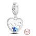 Charm Sterling silver 925 Celestial heart, love bracelet pendant