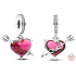Charm Sterling Silver 925 Red Heart and Arrow Murano Glass, Love Bracelet Pendant