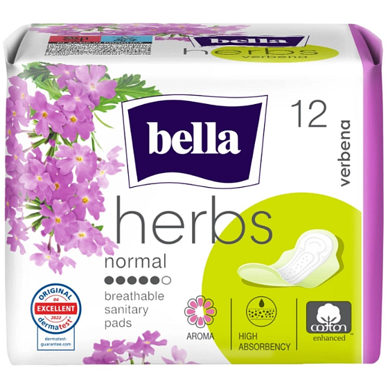 Bella Herbs Verbena Deo Fresh Sanitary Aromatized Sanitary Pads with Wings 12 pcs