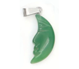 Chalcedony Moon Pendant Natural Stone, Hand-Cut Figurine 2.2 x 10 mm, Stone of Love and Joy