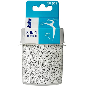 Jordan 3v1 dental toothpicks with floss in a box 50 pcs