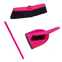 Spokar Cleaning kit brush + scoop + broom + metal stick 120 cm various colors 1 set
