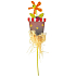 Flowerpot with orange pinwheel recess 9 cm + skewers