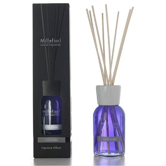 Millefiori Milano Natural Cold Water - Cold water Diffuser 500 ml + 12 stalks in the length of 35 cm for large spaces lasts 6-7 months