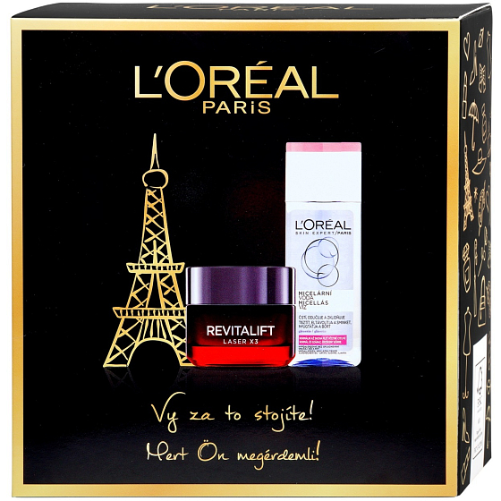 Loreal Paris Revitalift Laser X3 day anti-aging cream 50 ml + micellar water for normal to dry, sensitive skin 200 ml, cosmetic set