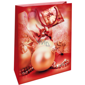 Nekupto Gift paper bag 32,5 x 26 x 13 cm Christmas red with flasks