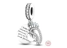 Sterling silver 925 I love you always and forever - footprints, 2in1 pendant for bracelet family