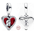 Charm Sterling silver 925 Red heart with keyhole 2in1, love bracelet pendant