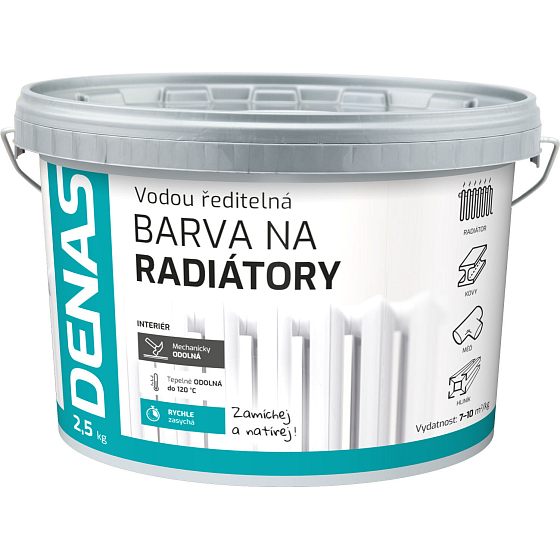 DENAS RADIATOR fast-drying paint, 0100 white, 2.5 kg