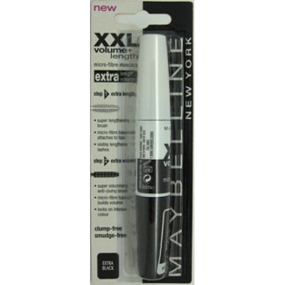Maybelline XXL Volume + Length Mascara For Eyelash Volume And Length Black 2 x 6 ml