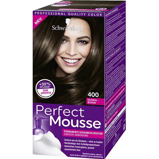 Schwarzkopf Perfect Mousse Permanent Foam Color Hair Color 400 Iced Espresso