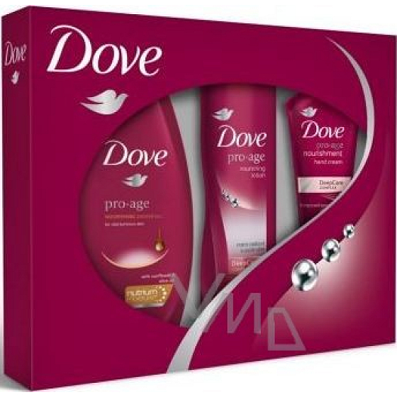 Dove Pro Age shower gel 250 ml + body lotion 250 ml + hand cream 75 ml, cosmetic set