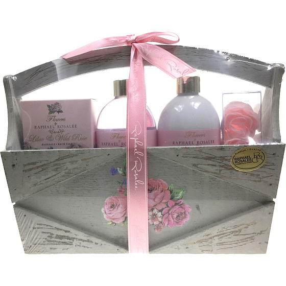 Raphael Rosalee Cosmetics Rose shower gel 200 ml + body lotion 200 ml + bath salt 150 g + toilet soap 2x4 g, cosmetic set