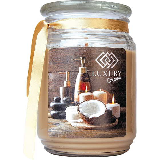 Bohemia Gifts Luxury Coconut scented gift candle in glass burning time 105 -120 hours 510 g