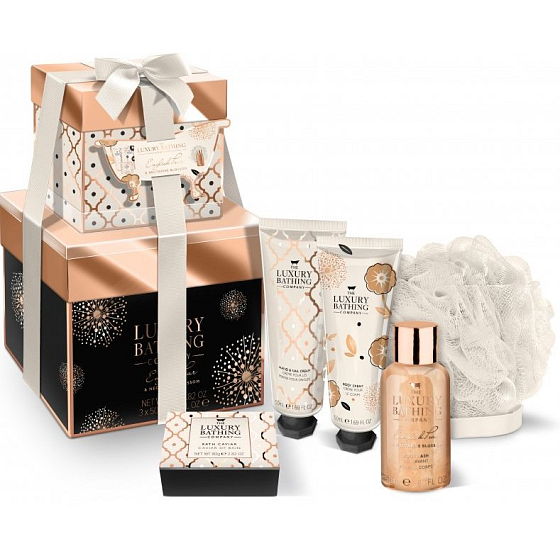 Grace Cole Box Of Delights shower gel 50 ml + hand cream 50 ml + body cream 50 ml + bath pearls 80 g + body sponge, cosmetic set