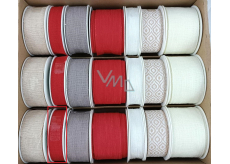 Ditipo Fabric Christmas ribbon Nordic jute red 2 m x 15 mm