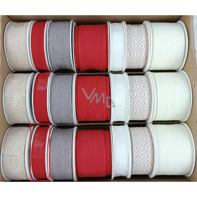 Ditipo Fabric Christmas ribbon Nordic jute red 2 m x 15 mm