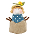 Jute scarecrow in a straw hat standing 11 cm