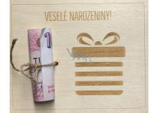 Albi Dřevěné přání na peníze Veselé narozeniny 15,5 x 12,5 x 0,3 cm